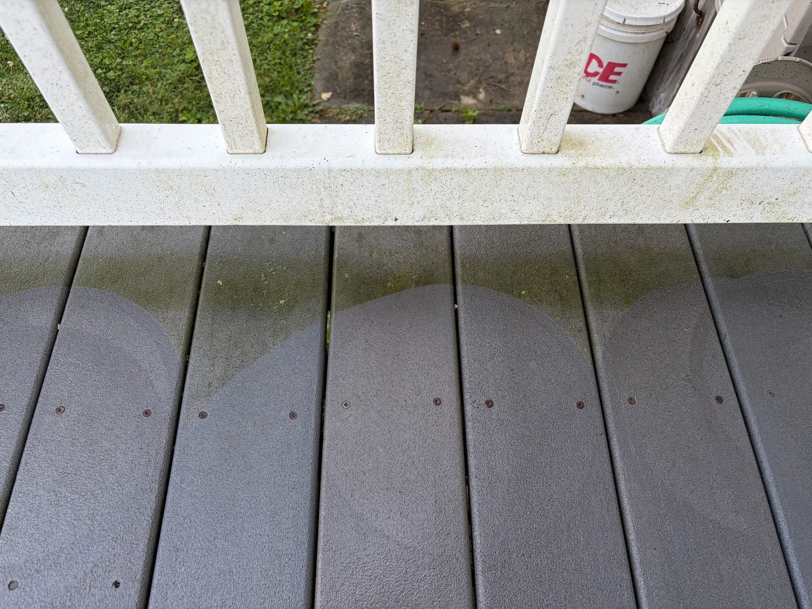 Composite deck boards before power washing in Milford Delaware
